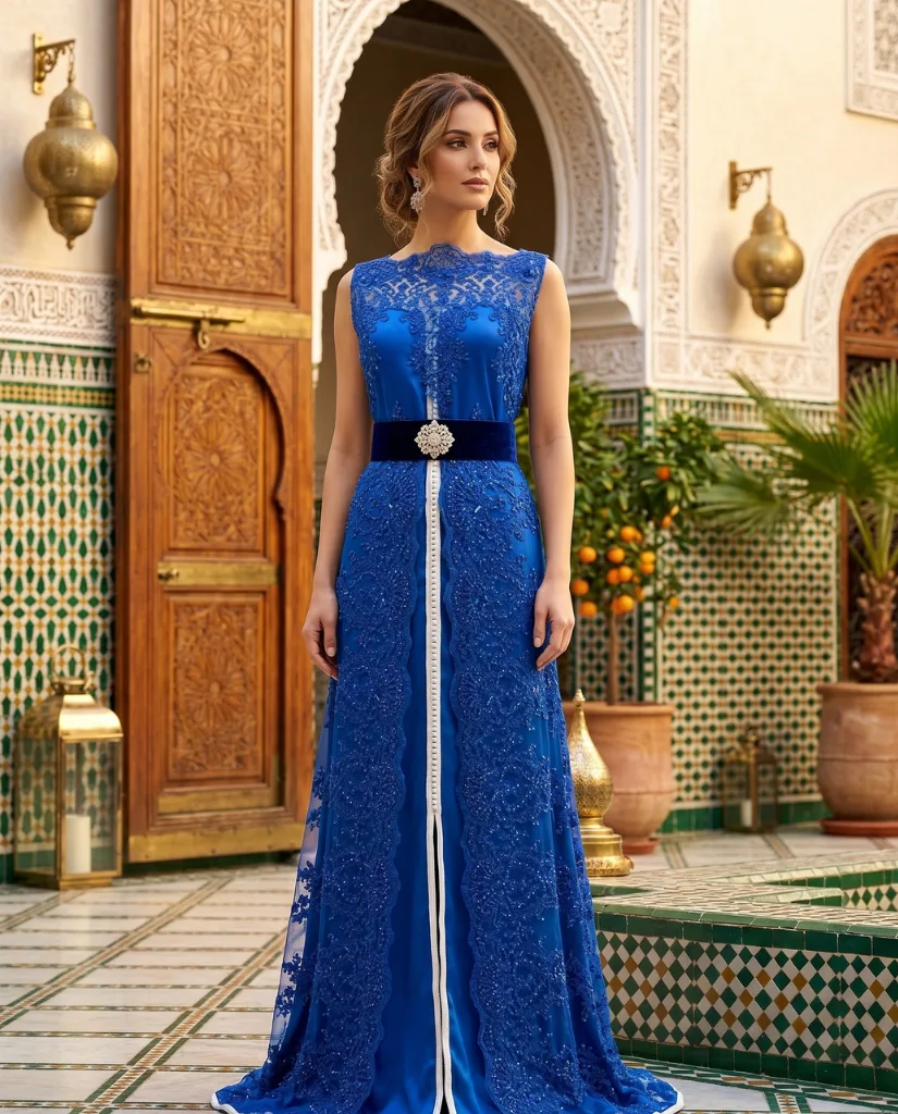 Caftan "Joyau de Majorelle", fait main à Fès, Caftanfes
