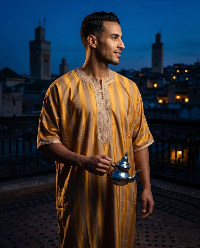 Gandoura "Asalat Al-Mowa'", fait main à Fès, Caftanfes