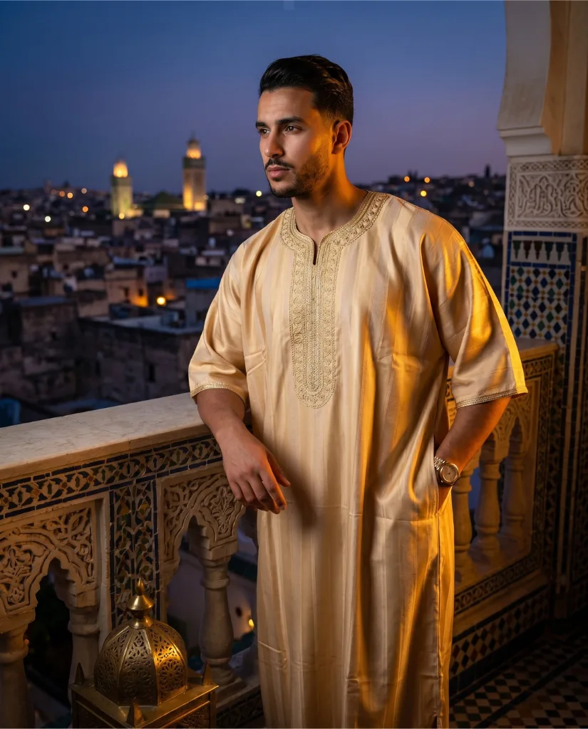 Gandoura "Nour Al-Madina", fait main à Fès, Caftanfes